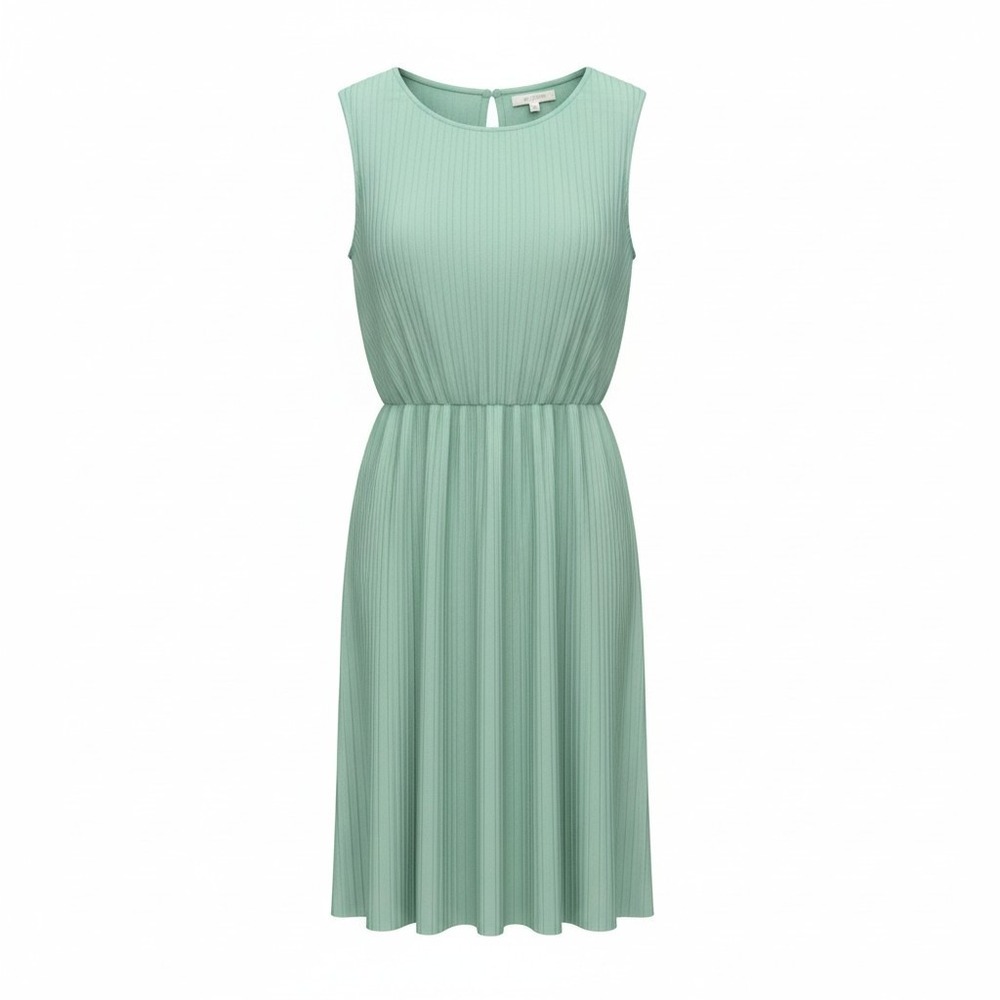 H&M Womens Y2K Pastel Sleeveless Pleated Midi Dress Mint Green Elastic Waist XS